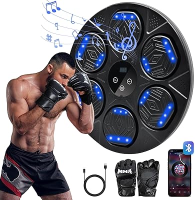 Máquina de boxe musical Bluetooth inteligente, máquina de montagem na parede com luvas de boxe, equipamento de treino de a...