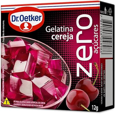 Dr. Oetker Gelatina em Pó Zero, Sabor Cereja, Sobremesa com Sabor e Consistência Deliciosa, Fácil de Fazer, 12g