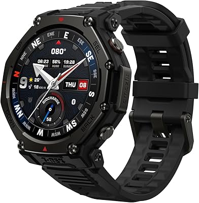 Amazfit T-Rex 3 Pro 48mm Relógio Inteligente Outdoor 10 ATM, 180+ modos, AMOLED, GPS, bateria 25 dias, para Android e iOS (Preto)