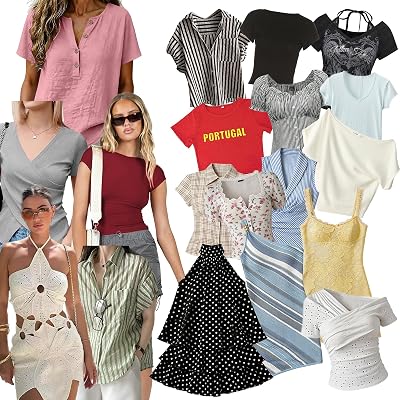 Conjunto de 3 camisetas femininas com caixa surpresa e vestido misterioso