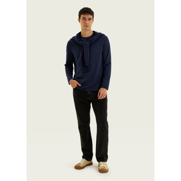 Camiseta Básica Masculina Manga Longa World - Azul por R$59,99 na Hering (33% OFF)