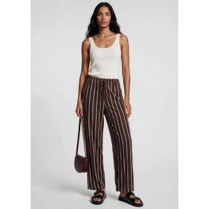 Calça Feminina Listrada em Viscose com Amarração - Marrom por R9,99 na Hering (41% OFF)